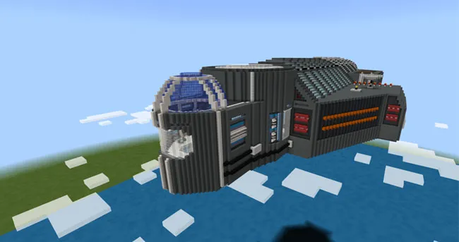 Un edificio moderno gigante construido dentro del juego Minecraft