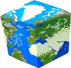 Ilustración del planeta Tierra con forma de cubo
