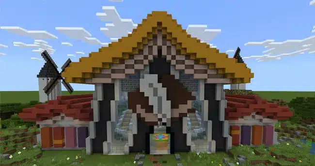 Una casa gigante construido dentro del juego Minecraft