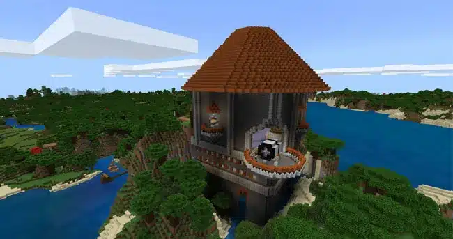 Una torre gigante construido dentro del juego Minecraft