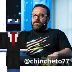 El influencer @chincheto77 y su personaje en Minecraft
