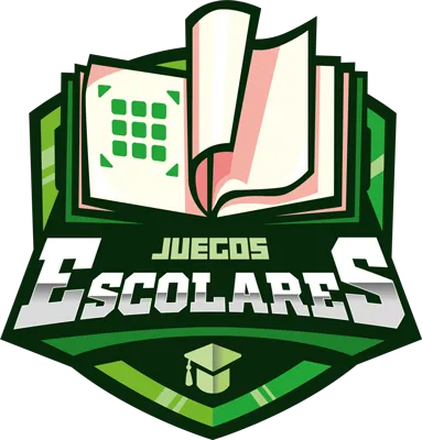 Logo de los Juegos Escolares Minecraft Educación, un escudo con un libro abierto
